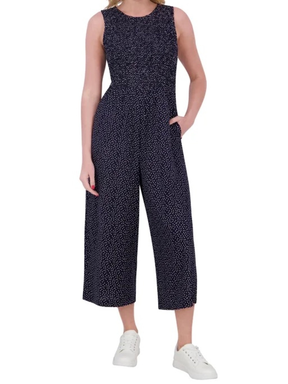 Andrew Marc Women's Jumpsuit, Navy Dots, X-Large, NWT